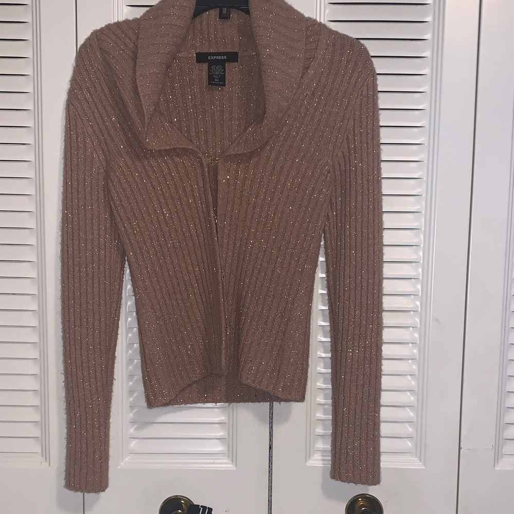 Express Women's Ribbed Tan Cardigan